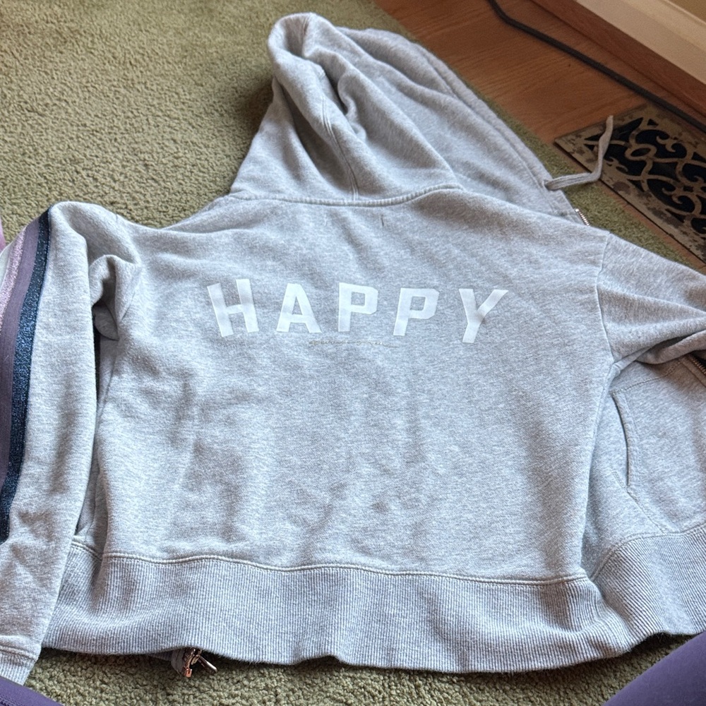 Spiritual Gangster Gray Hoodie with White 'Happy' Print
